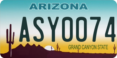 AZ license plate ASY0074