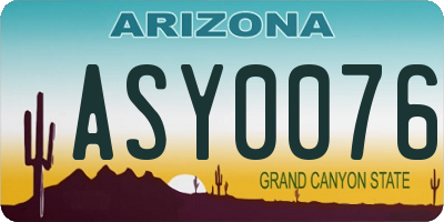 AZ license plate ASY0076