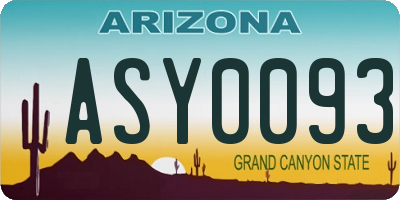 AZ license plate ASY0093