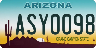 AZ license plate ASY0098