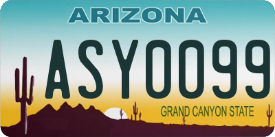 AZ license plate ASY0099
