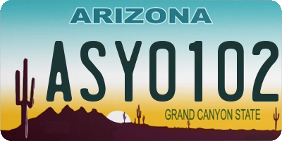 AZ license plate ASY0102