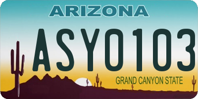 AZ license plate ASY0103