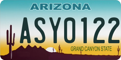 AZ license plate ASY0122