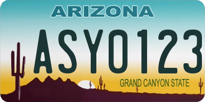 AZ license plate ASY0123