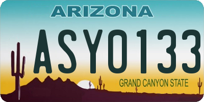 AZ license plate ASY0133