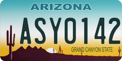AZ license plate ASY0142