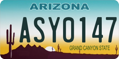 AZ license plate ASY0147