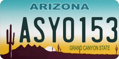 AZ license plate ASY0153
