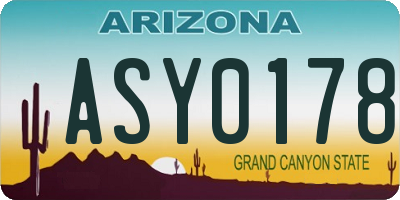 AZ license plate ASY0178