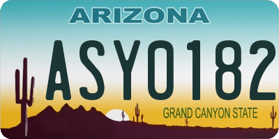 AZ license plate ASY0182
