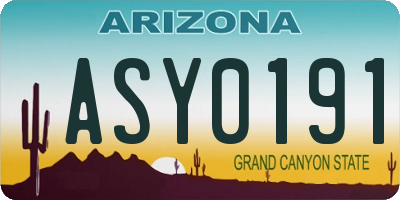 AZ license plate ASY0191