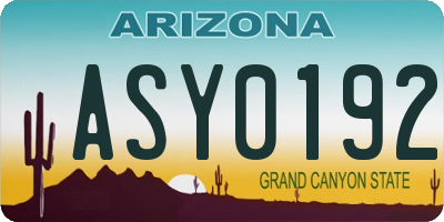AZ license plate ASY0192