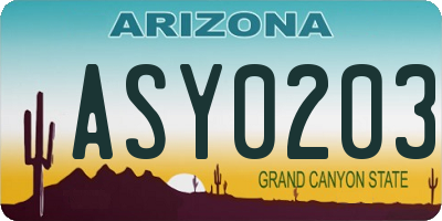 AZ license plate ASY0203