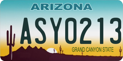 AZ license plate ASY0213
