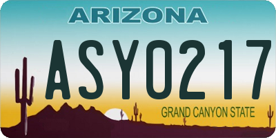 AZ license plate ASY0217