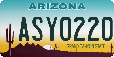 AZ license plate ASY0220