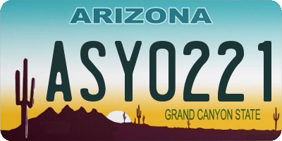 AZ license plate ASY0221