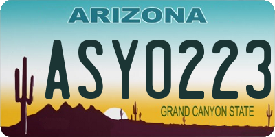 AZ license plate ASY0223