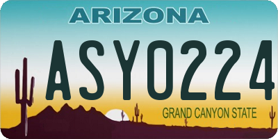 AZ license plate ASY0224
