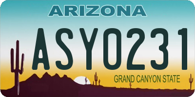 AZ license plate ASY0231