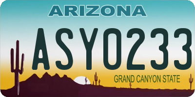 AZ license plate ASY0233