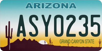 AZ license plate ASY0235