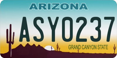 AZ license plate ASY0237