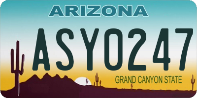 AZ license plate ASY0247