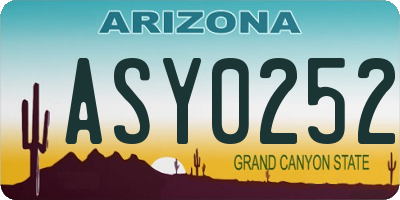 AZ license plate ASY0252