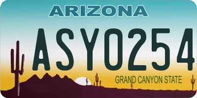 AZ license plate ASY0254