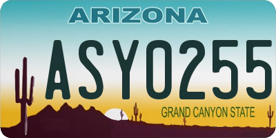 AZ license plate ASY0255