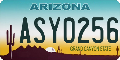 AZ license plate ASY0256