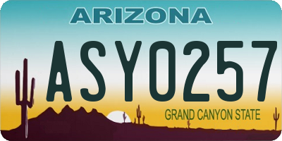 AZ license plate ASY0257