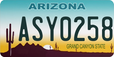 AZ license plate ASY0258