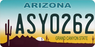 AZ license plate ASY0262