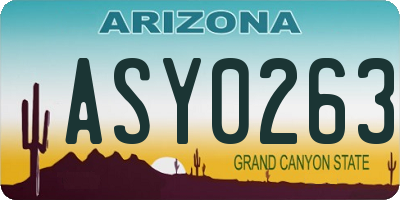 AZ license plate ASY0263