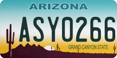 AZ license plate ASY0266