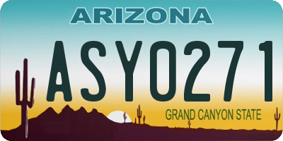AZ license plate ASY0271