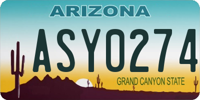 AZ license plate ASY0274