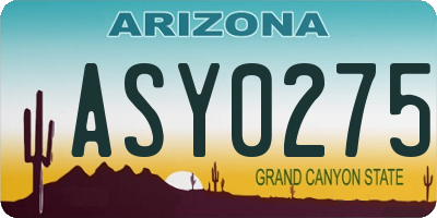 AZ license plate ASY0275