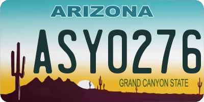 AZ license plate ASY0276