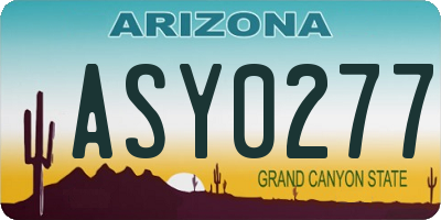 AZ license plate ASY0277