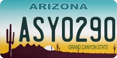 AZ license plate ASY0290