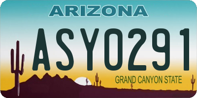 AZ license plate ASY0291