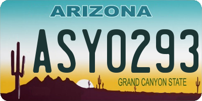 AZ license plate ASY0293