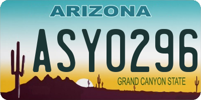 AZ license plate ASY0296