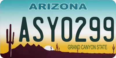 AZ license plate ASY0299