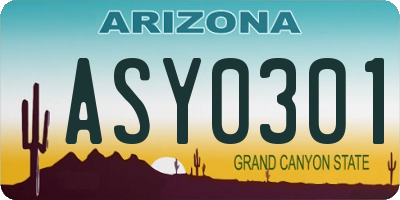 AZ license plate ASY0301