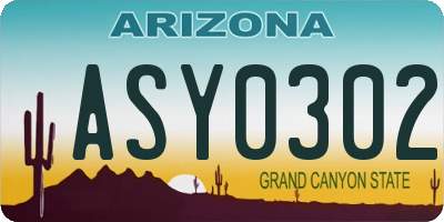 AZ license plate ASY0302